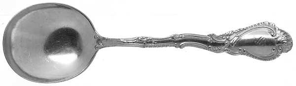 Saxony (Silverplate, 1891, Monograms) Round Bowl Soup Spoon (Cream Soup)