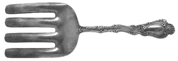 Saxony (Silverplate, 1891, Monograms) Large Solid Asparagus Serving Fork