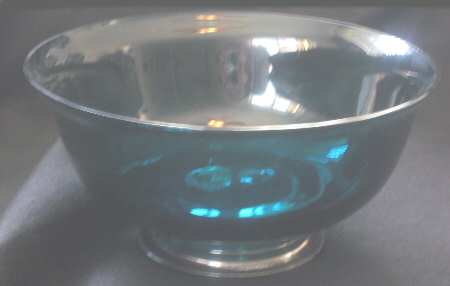 950 (Sterling, Hollowware) 7" Paul Revere Bowl W/Red Glass Bowl&Sterling Base