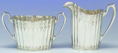 6772 (Sterling, Hollowware) Mini Sterling Creamer and Open Sugar