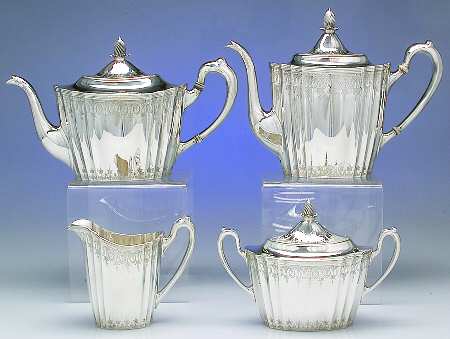 6772 (Sterling, Hollowware) 4 Piece Tea Set (SCP, STP, SCR, SSU)