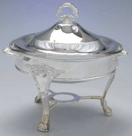 Chantilly (Slvp, Hollowware, Newer) Food Warmer W/Lid,Glass Liner & Burner Stand
