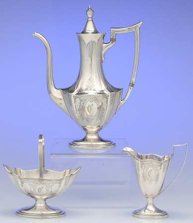 Plymouth-Engraved (Sterling, Hollowware, A2311) 3 Piece Demi Set
