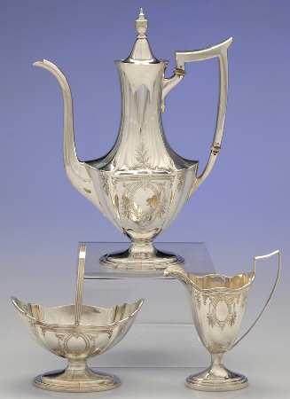 Plymouth-Engraved (Sterling, Hollowware, A2311) 3 Pc Demi Set-(SDEP,SSUD,SCRD)