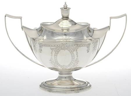 Plymouth-Engraved (Sterling, Hollowware, A2311) Sugar Bowl & Lid