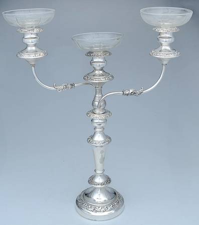 Silverplate Hollowware Epergne with Glass Liners