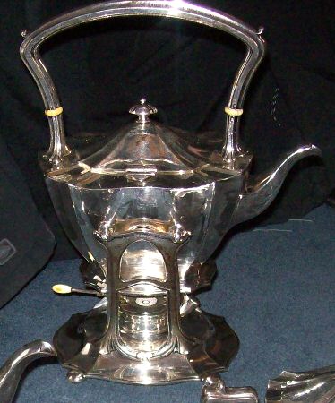 0804 (Silverplate, Hollowware Plated Kettle, Stand and Burner