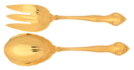 English Gadroon-Gold Vermeil (Sterling) (2 Pc) Solid Salad Set