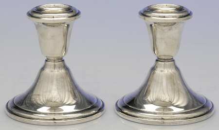 1621 (Sterling, Hollowware) Pair of Weighted Console Candleholders