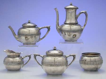 790 (Sterling, Hollowware) 5 Piece Tea Set (SCP, STP, SCR, SSU, SWB)
