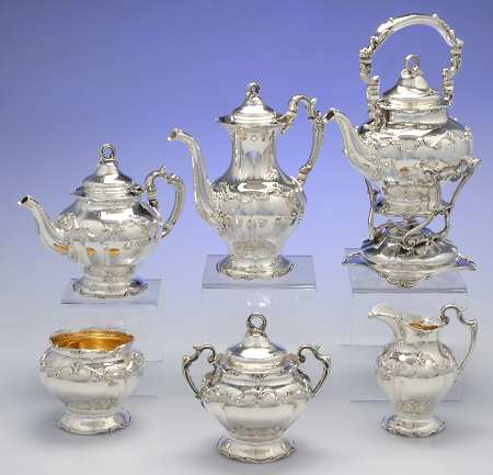 A561 (Sterling, Hollowware) 6 Piece Tea Set (SCP, STP, SCR, SSU, SWB, SKES)