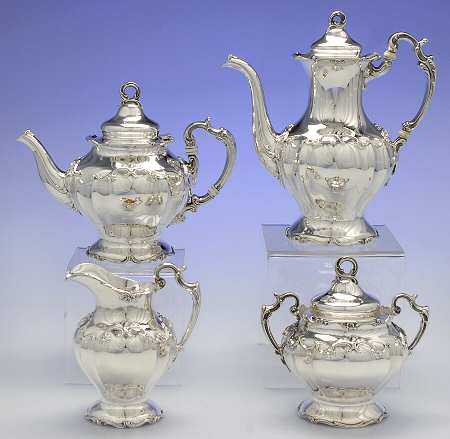 A561 (Sterling, Hollowware) 4 Piece Tea Set (SCP, STP, SCR, SSU)