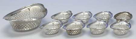 Plymouth-Large (Sterling, Hollowware) 9pc Nut Dish Set
