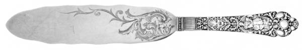 Medici-Old (Sterling, 1880, Monograms) Solid Bright Cut Cake Knife