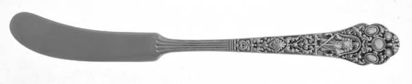 Medici-Old (Sterling, 1880, Monograms) Flat Handle Butter Spreader