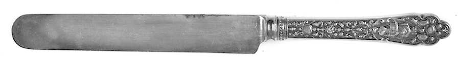 Medici-Old (Sterling, 1880, Monograms) Blunt Hollow Knife with Bolster