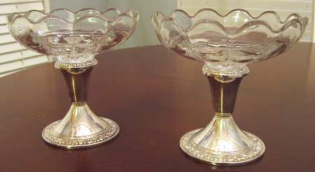 1121-1 (Sterling, Hollowware) Glass Compote with Sterling Base - Set of 2