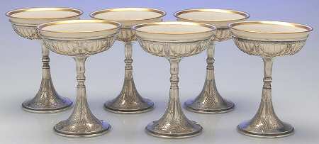 1353A (Sterling, Hollowware) Sherbet with Ceramic Liner - Set of 6