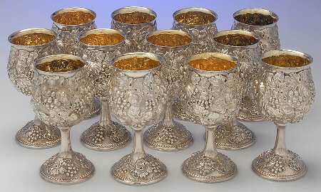 GAV4 (Sterling, Hollowware) Gold Lined Water Goblet - Set of 12