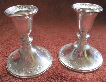 1246 (Sterling, Hollowware) Pair of Weighted Candleholders