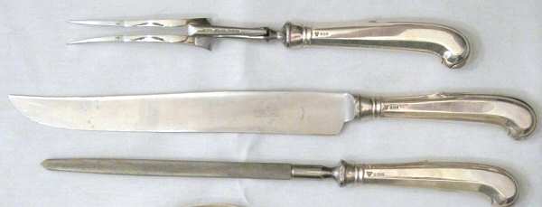GTD7 (Sterling) 3pc Carving-Lg W/Stnl Prongs & Pistol Handle