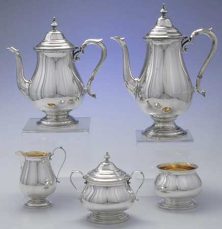 751 (Sterling, Hollowware) 5 Piece Tea Set (SCP, STP, SCR, SSU, SWB)