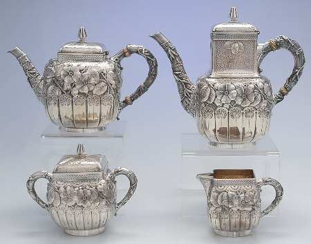 1580 (Sterling, Hollowware) 4 Piece Tea Set (SCP, STP, SCR, SSU)