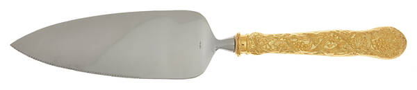 Golden Vineyard (Gold Electroplate) Pie Server with Serrated Stainless Blade HC