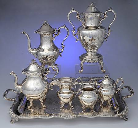 GDS8 (Silverplate, Hollowware) 7 Piece Tea Set (PCP, PTP, PCR, PSU, PWB, PWTL,SAMB)
