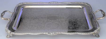 GDS8 (Silverplate, Hollowware) Large Silverplate Waiter Tray