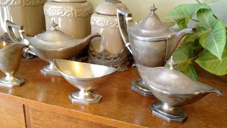 A9161 (Sterling, Hollowware) 5 Piece Tea Set (SCP, STP, SCR, SSU, SWB)