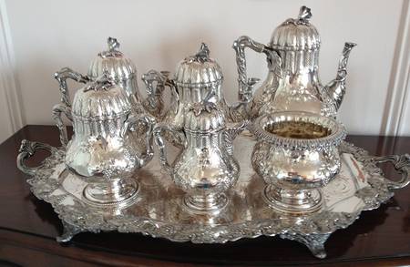 GS63 (Sterling, Hollowware) 6 Piece Tea Set (SCP, STP, SCR, SSU, SWB, WTL)
