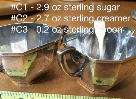 1305A (Sterling, Hollowware) Creamer & Open Sugar Set