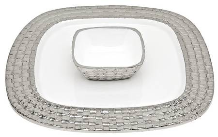 White Weave (Aluminum, Hollowware) 2 Piece Chip & Dip Set