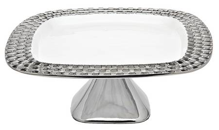 White Weave (Aluminum, Hollowware) 11" Diameter Pedestal Cake Stand