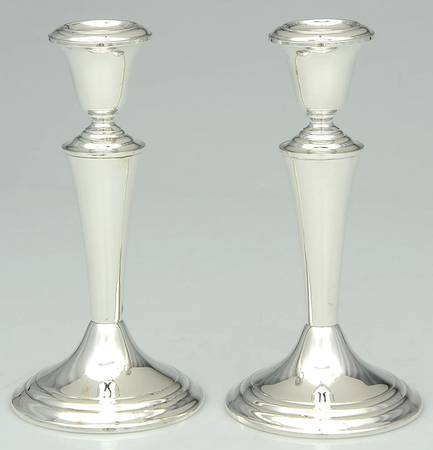 818 (Sterling, Hollowware) Pair of 7" Weighted Candlestick