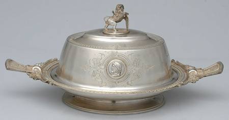 Medallion (Sterling, Coin, Hollowware) Coin Oval Covered Butter & Liner
