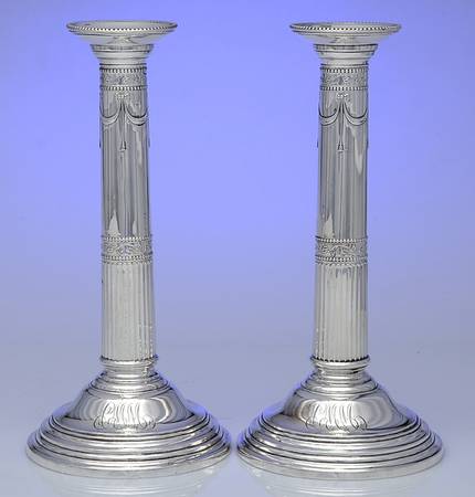 A8508 (Sterling, Hollowware) Pair of 10" Weighted Candlesticks