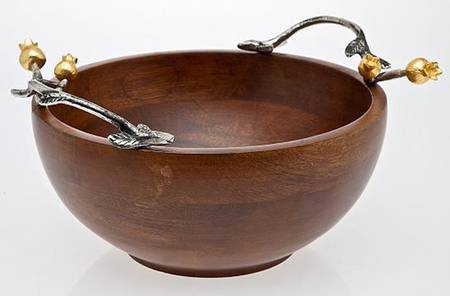 Golden Blossom (Stainless, Hollowware) 10" Wood Salad Serving Bowl