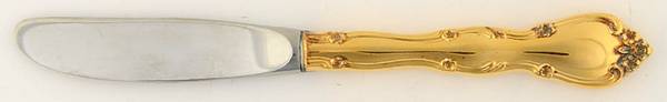 Rose Tiara-Gold (Sterilng, GoldVermeil) Modern Hollow Butter Spreader (Stainless)