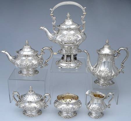 King Edward (Sterling, Hollowware) 6 Piece Tea Set (SCP, STP, SCR, SSU, SWB, SKES)