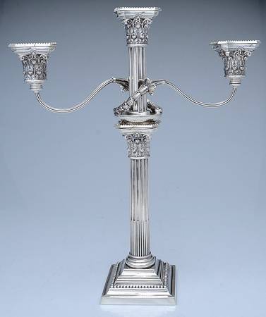 A3208 (Sterling, Hollowware) 3 Light Weighted Candelabra with Bobech