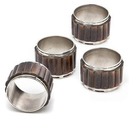 Bamboo (Metal, Hollowware) Napkin Ring - Set of 4