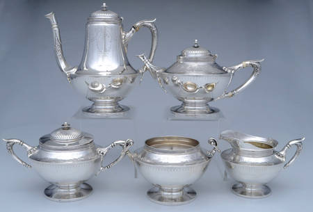 550E (Sterling, Hollowware) 5 Piece Tea Set (SCP, STP, SCR, SSU, SWB)