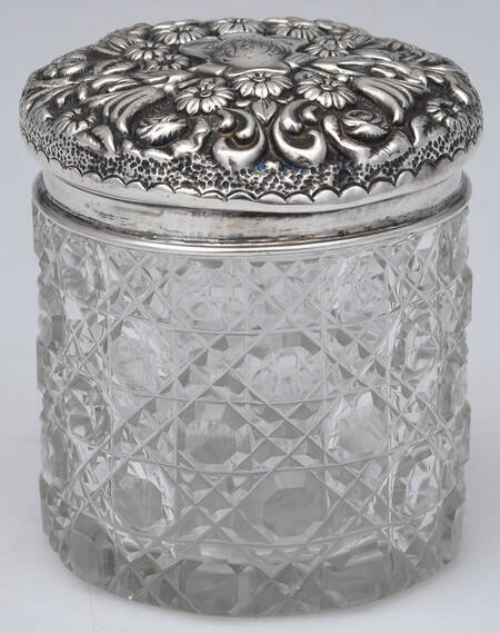 GNH3 (Sterling, Hollowware) Dresser Jar with Crystal Bowl and Sterling Lid