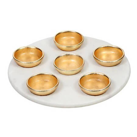 Judaica (Hollowware, Stainless) (7 Piece) Seder Tray & Bowl Set