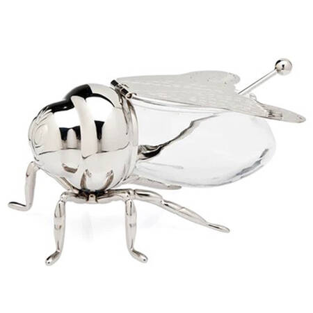 Judaica (Hollowware, Stainless) Bee Shape Honey Pot with Spoon