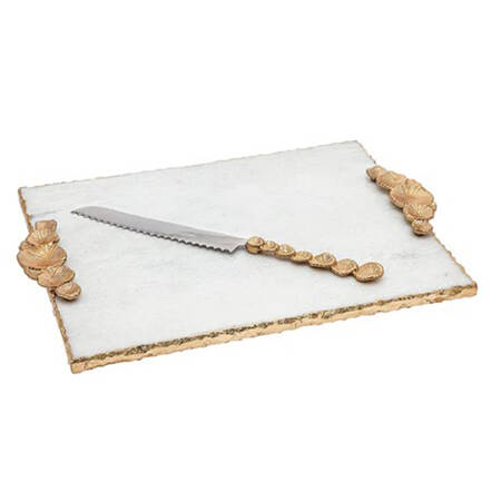 Judaica (Hollowware, Stainless) Challah Board & Knife Set