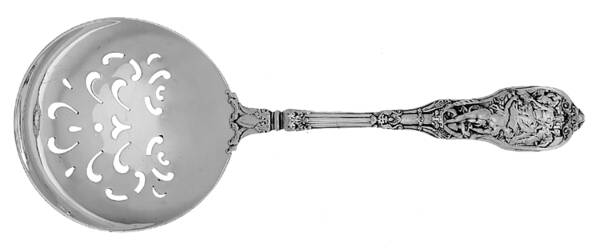 Mythologique (Str, 1894, Old, Mono, NoBeads, Noface Large Pierced Pea Serving Spoon