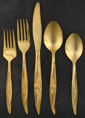 Avon Rose (Gold Electroplate) 5 Piece Place Setting